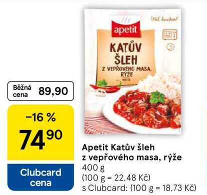 Apetit Katův šleh z vepřového masa, rýže, 400 g  