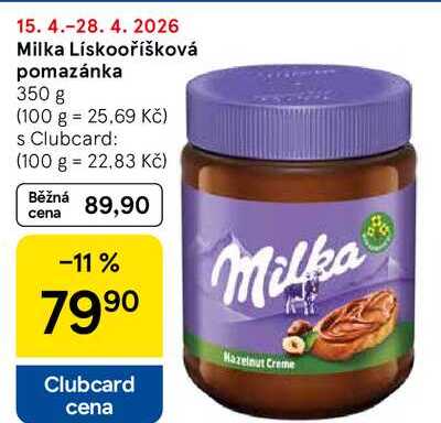 Milka Lískooříšková pomazánka, 350 g 