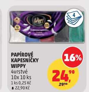 PAPÍROVÉ KAPESNÍČKY WIPPY, 10x 10 ks