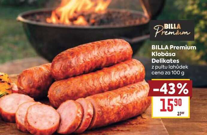 BILLA Premium Klobása Delikates z pultu lahůdek cena za 100 g
