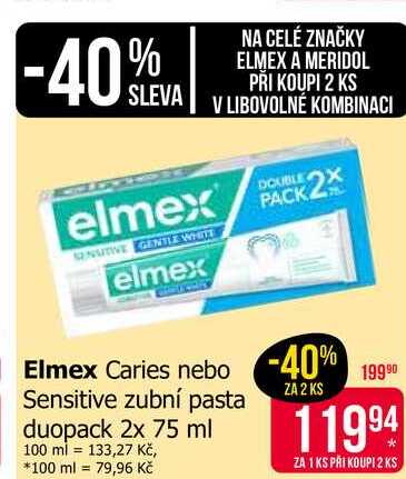 Elmex Sensitive Zubní pasta 2x75ml, vybrané druhy