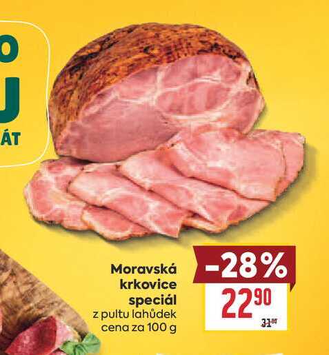 Moravská krkovice speciál z pultu lahůdek cena za 100 g 