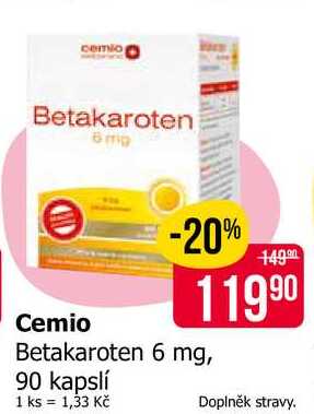 Cemio Betakaroten 6 mg, 90 kapslí 