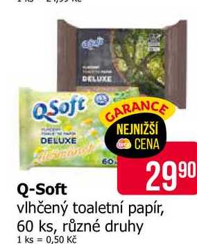QSoft vlhčený toaletní papír, 60 ks, různé druhy 