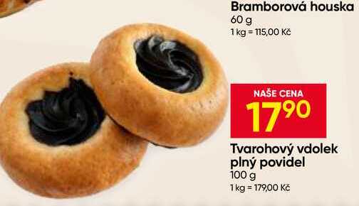 Tvarohový vdolek plný povidel 100 g