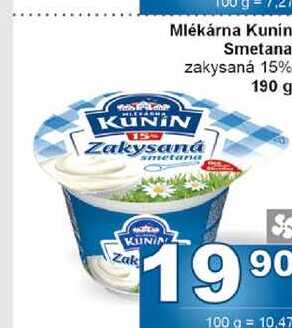 Mlékárna Kuní Smetana zakysaná 15% 190g