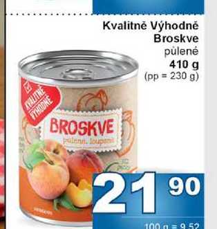 Kvalitně Výhodně Broskve půlené 410 g 