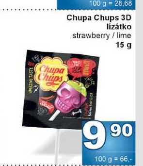 Chupa Chups 3D lízátko strawberry / lime 15 g