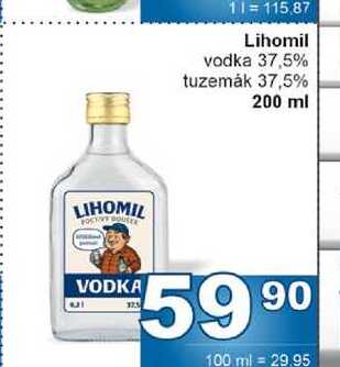 Lihomil vodka 37,5% tuzemȧk 37,5% 200 ml