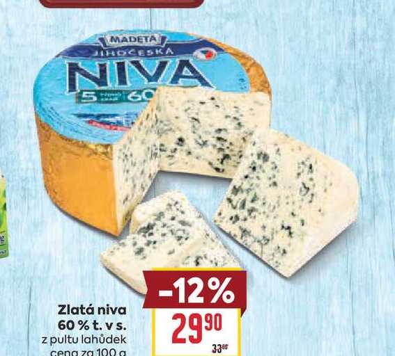 Zlatá niva 60% t. vs. z pultu lahůdek cena za 100 g