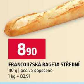 FRANCOUZSKÁ BAGETA STŘEDNÍ 110 g pečivo dopečené 