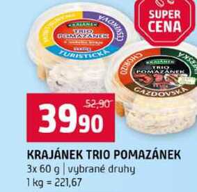 KRAJÁNEK TRIO POMAZÁNEK 3x 60 g vybrané druhy 