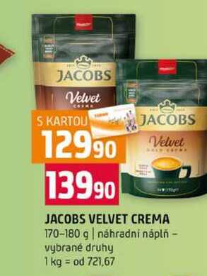 JACOBS VELVET CREMA 170-180 g náhradní náplň vybrané druhy 
