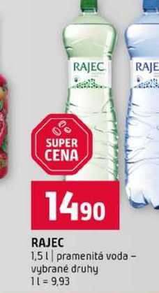 RAJEC 1,5l pramenitá voda vybrané druhy 