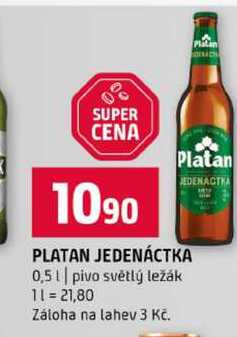 PLATAN JEDENÁCTKA 0,5l pivo světlý ležák