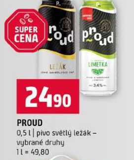 PROUD 0,5l pivo světlý ležák vybrané druhy