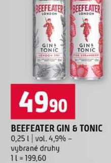 BEEFEATER GIN & TONIC 0,25l vol. 4,9% vybrané druhy