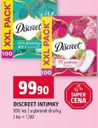 DISCREET INTIMKY 100 ks vybrané druhy 