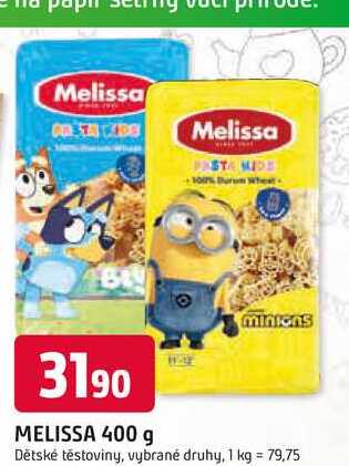 MELISSA 400 g Dětské těstoviny
