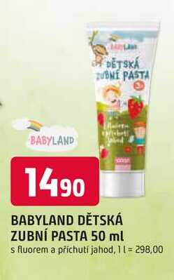 BABYLAND DĚTSKÁ ZUBNÍ PASTA 50 ml 