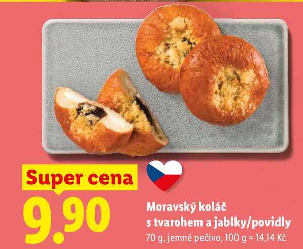 Moravský koláč s tvarohem a jablky/povidly, 70 g