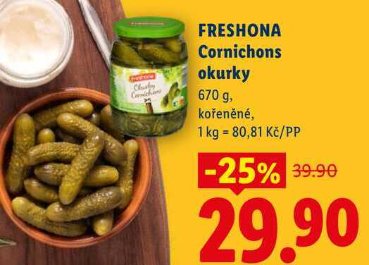 FRESHONA Cornichons okurky, 670 g