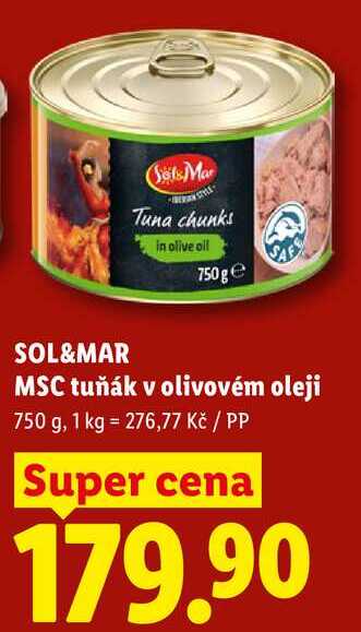 SOL&MAR MSC tuňák v olivovém oleji, 750 g