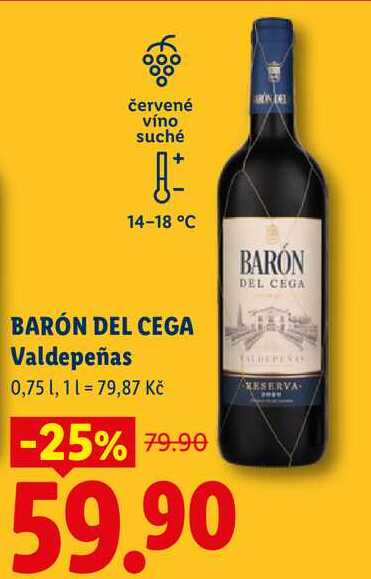 BARÓN DEL CEGA Valdepeñas, 0,75 l