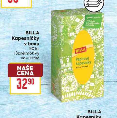 BILLA Kapesníčky v boxu 90 ks 