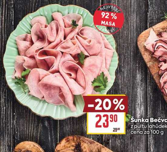 Šunka Bečva z pultu lahůdek cena za 100 g 