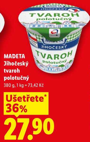 MADETA Jihočeský tvaroh polotučný, 380 g