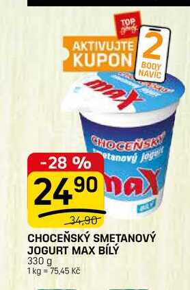 Choceňská Mlékárna Choceňský smetanový jogurt max bílý 330g