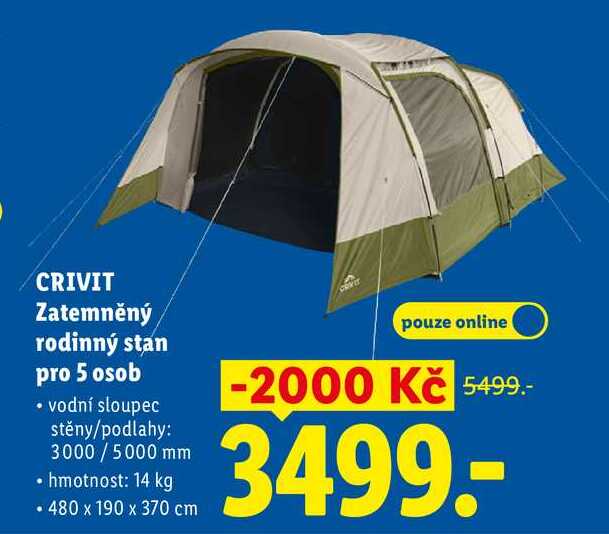 CRIVIT Zatemněný rodinný stan pro 5 osob 