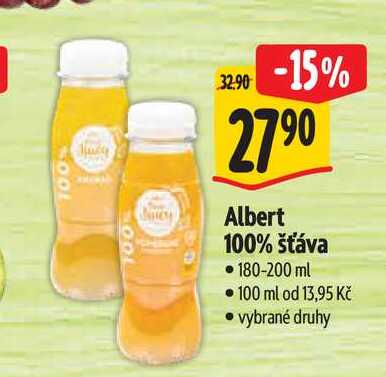   Albert 100% šťáva  180-200 ml  