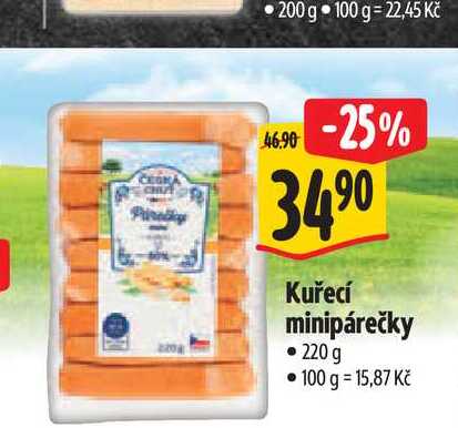   Kuřecí minipárečky 220 g 