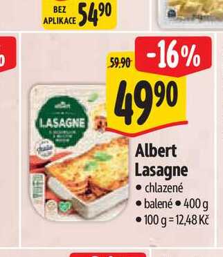  Albert Lasagne chlazené balené 400 g 
