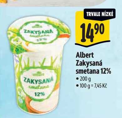 Albert Zakysaná smetana 12%, 200 g