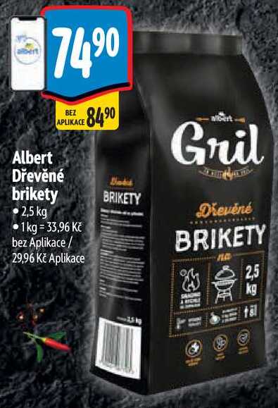 Albert Dřevěné brikety, 2,5 kg