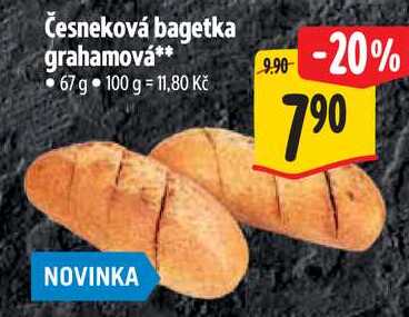 Česneková bagetka grahamová, 67 g 