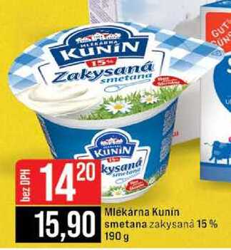 Mlekarna Kunin smetana zakysana 15% 190 g 