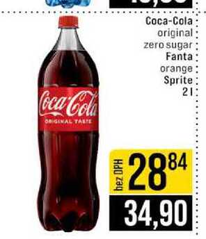 Coca-Cola original zero sugar Fanta orange Sprite 2l