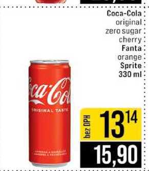Coca-Cola original zero sugar cherry Fanta orange Sprite 330 ml