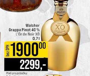 Walcher Grappa Pinot 40% L'Or de Noir XO 0,7l