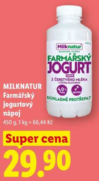 MILKNATUR Farmářský jogurtový nápoj, 450 g