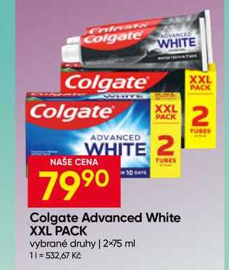 Colgate Advanced White XXL PACK vybrané druhy 2×75 ml
