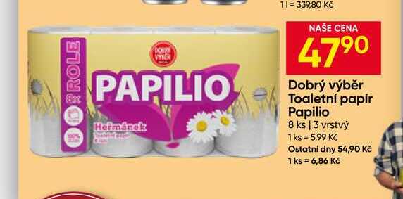 Toaletní papír Papilio 8 ks 3 vrstvý