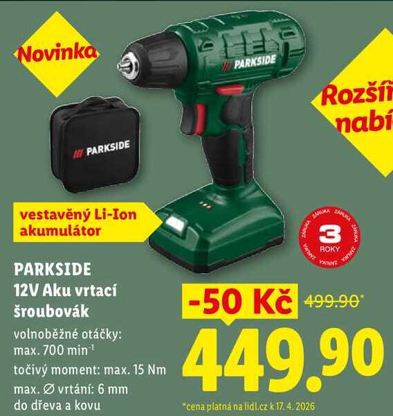 PARKSIDE 12V Aku vrtací šroubovák