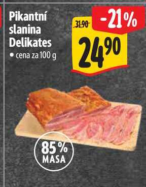 Pikantní slanina Delikates, cena za 100 g