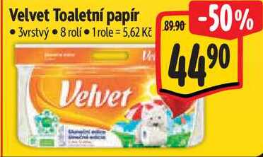 Velvet Toaletní papír, 8 rolí  