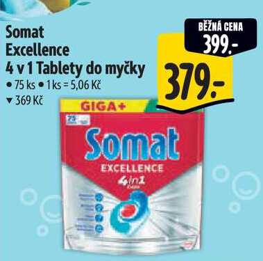 Somat Excellence 4 v 1 Tablety do myčky, 75 ks